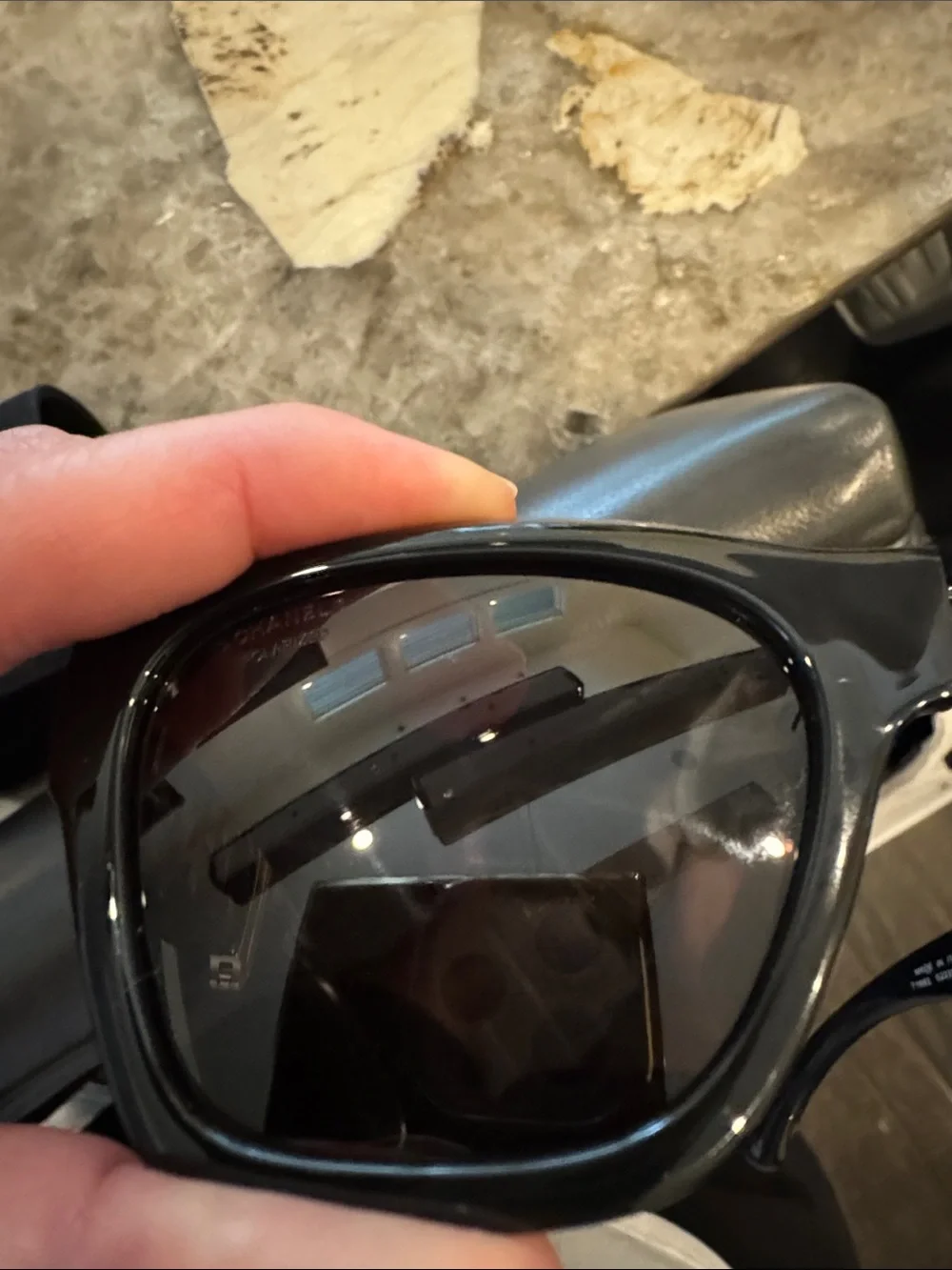 CHANEL Black foldable Sunglasses with CC Logo